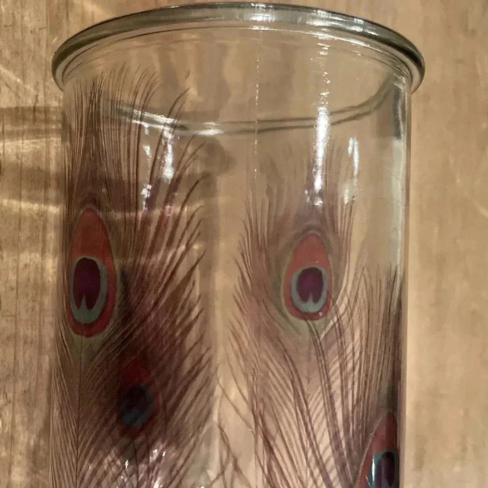 Vintage Apothecary Glass Jar with Peacock Feather Design/Medicinal/Beauty Jar - Picture 2 of 12